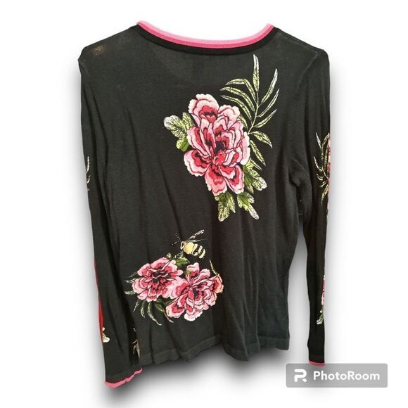 INC International Concepts Floral and Bee Sweater - Picture 4 of 6